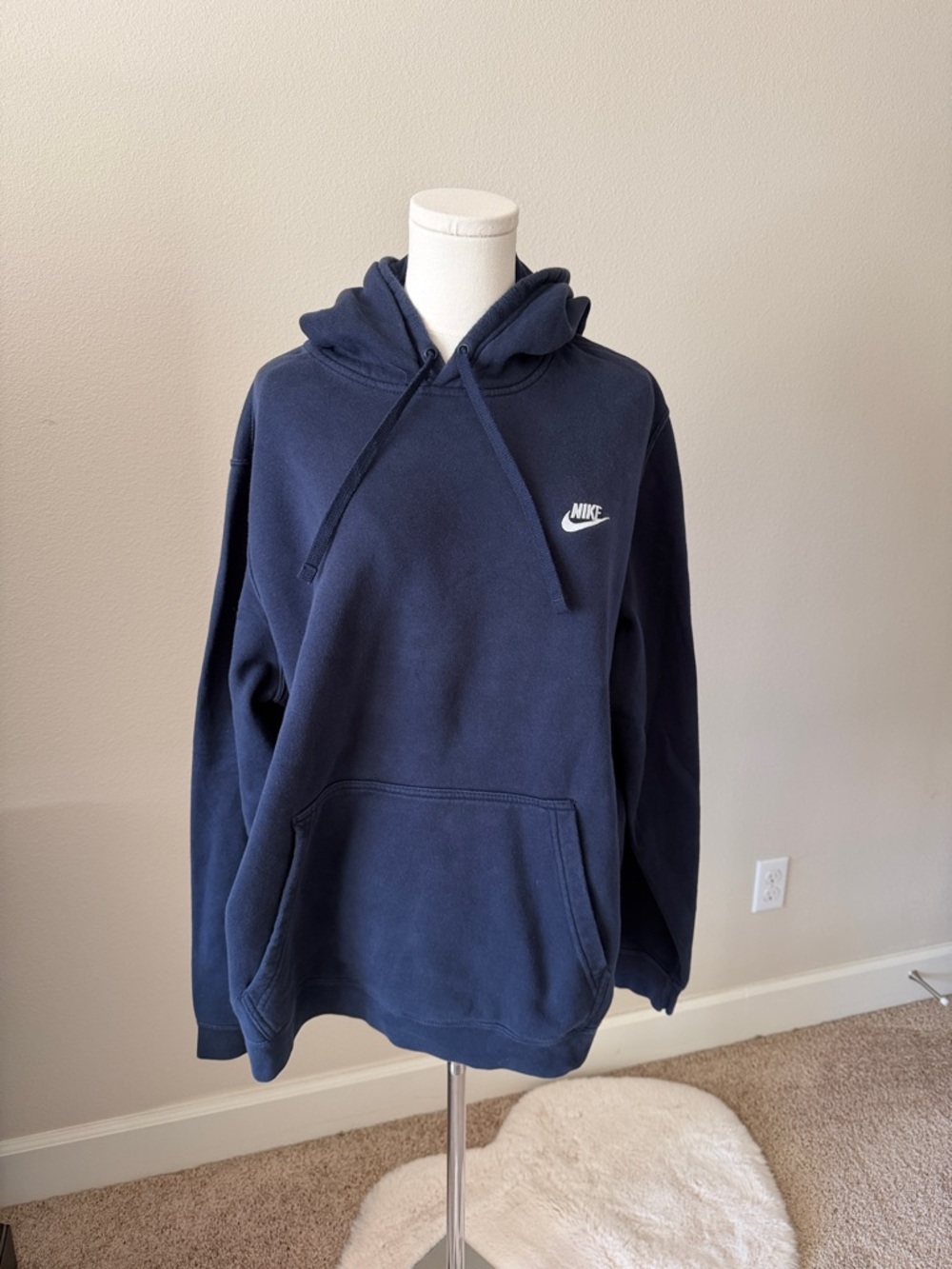 Nike Dark Navy Pullover Hoodie with White Swoosh